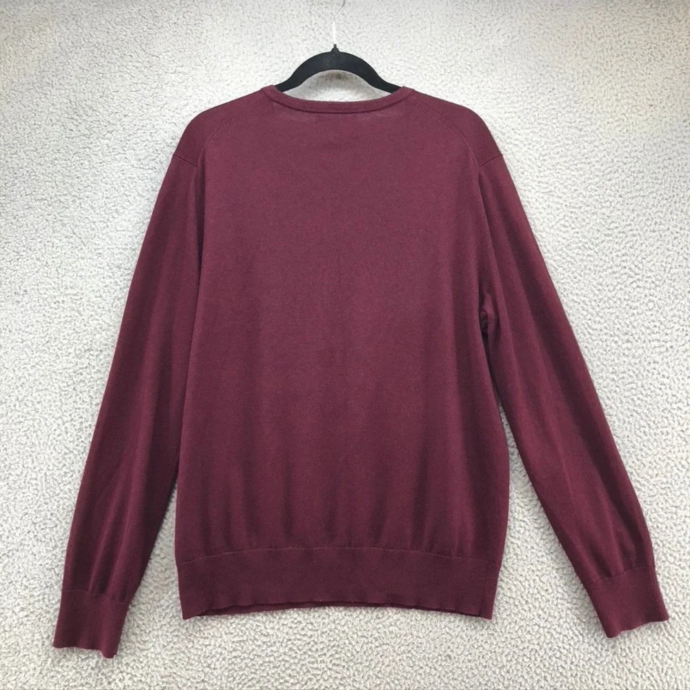 Banana Republic Sweater Mens Large Adult‎ Burgundy Silk Cotton Cashmere V-Neck L